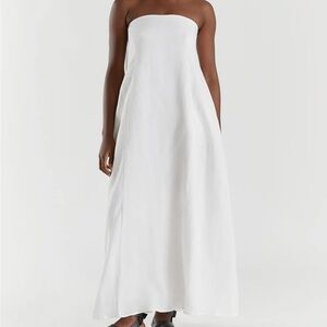 DISSH Karney White Linen Strapless Dress